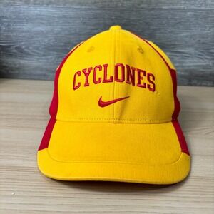 Vintage Iowa Cyclones Hat Cap Fitted OSFM Yellow Red Nike Swoosh Embroidered